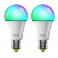 2 Stück 10W WiFi Smart LED Warmweiß RGB Lampe Birne, Dimmbar Leuchtmittel Glühbirne mit Fernbedienung, E26
