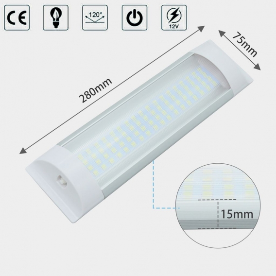 Fiqops 2x LED Innenraumbeleuchtung LED Streifen Tube Light lampe mit schalter Deckenleuchte lamp 8W