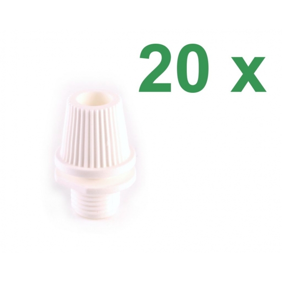 20x Klemmnippel Zugentlastung Nippel Kabel Lampe M10 weiß
