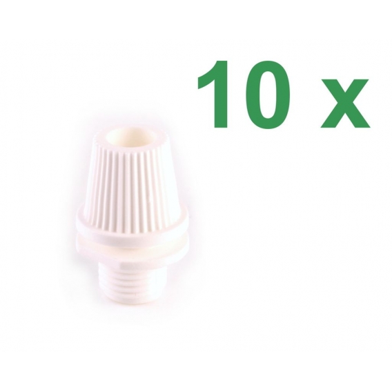 10x Klemmnippel Zugentlastung Nippel Kabel Lampe M10 weiß