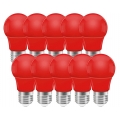E27 Led 3W  Bunt Glühbirne,Bunten Golf Kugel Glühbirne,Rot Farbige Globe Lichterkette,10er Pack