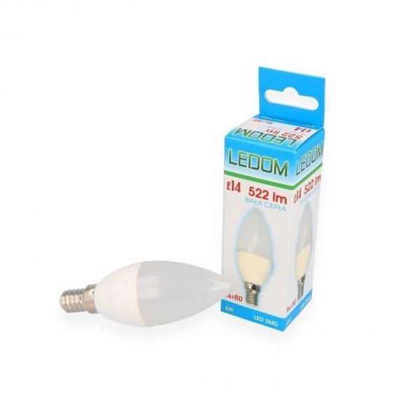 6x LEDOM LED-Lampe 6W E14 C37 LED Leuchtmittel Kerzenform ersetzt 40W 230V 3000 Kelvin Warmweiß 522 Lumen