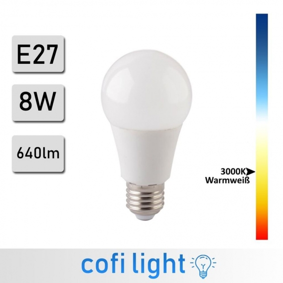 10 Stück Forever Light E27 LED A60 8W Glühbirne Lampe 3000K Warmweiß 640 Lumen Leuchtmittel Strahler Glühlampe