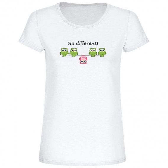 T-Shirt "Be different" (Eulenmotiv) Frau