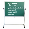 Mobile Tafel Kombitafel mit Kreidetafel und Whiteboard Oberfläche fahrbar, Größe:120x90 cm