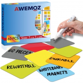 More about Awemoz® - 60 Magnetstreifen Beschreibbar – 7.5 x 7.5 cm – 6 Farben - Scrum & Kanban - Beschreibbare Magnete - Für Whiteboard, Ma