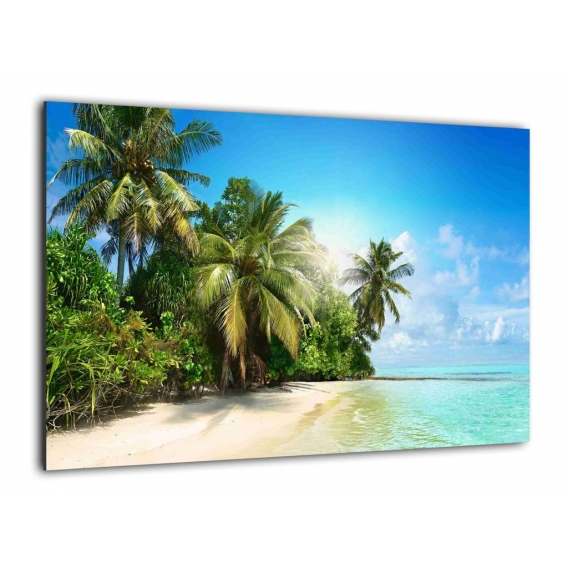 ALLboards Glas Magnettafel Urlaub Palmen Ferien Strand Sommer Sonne Meer 60x40cm Glasbild Memoboard aus Glas Glastafel mit Urlau