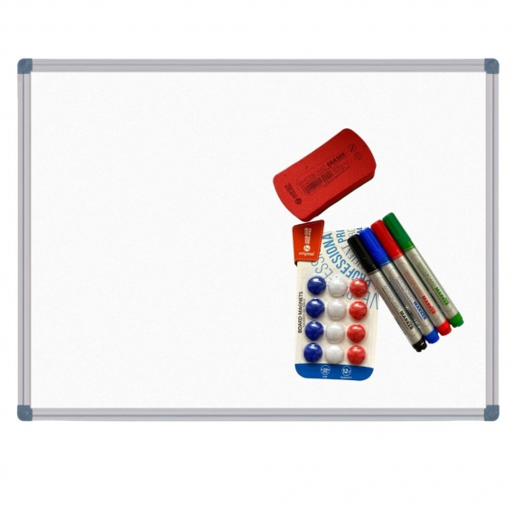 Magnetisches Whiteboard mit Alurahmen Enthalten 5 Whiteboard Marker Radiergummi und 12 Magnets (400 × 300 mm)