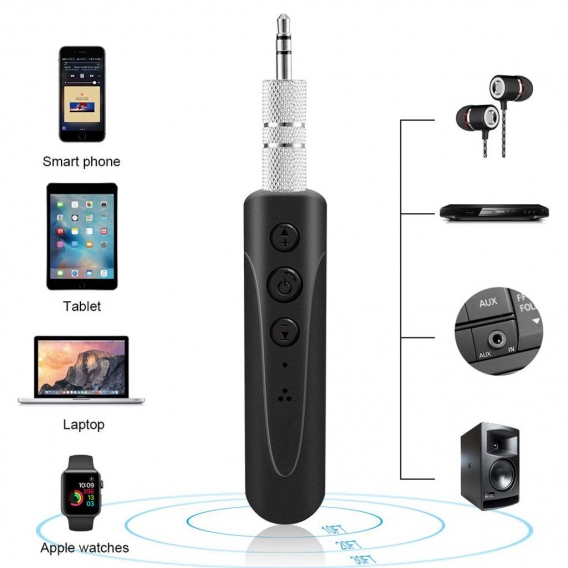 Bluetooth 4.2 Empfänger, tragbar, kabellos, Autoadapter und Freisprecheinrichtung, Mini-Musik-Adapter für Zuhause/Auto, Musik-St