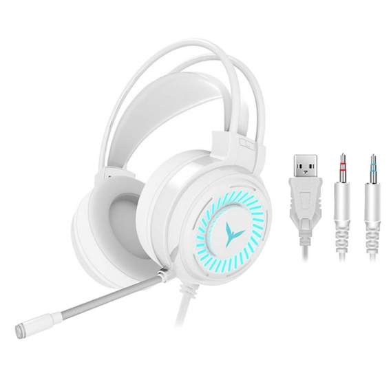 G58 LED Licht 3,5mm Gaming Headset Wired Kopfhörer mit Mikrofon für PC/Laptop Farbe Weiß