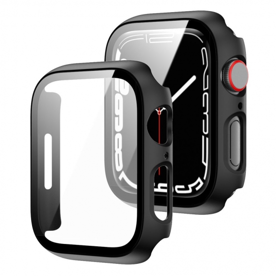 iMoshion Hard Case + Displayschutzfolie für Apple Watch Serie 7 - 41 mm - Schwarz