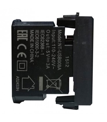 Ave USB-Ladegerät Serie 44 Typ A universal 3A Grau 445082USB3A