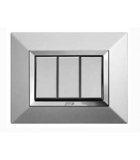 Abdeckrahmen Ave Zamak-System 44-metall-3 module, aluminium, natur 44P93ALS