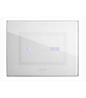 Abdeckrahmen Ave Touch glas 3 module Für 2-befehle, die das verschwinden der farbe Weiß hochglanz-finish 44PVTC02B