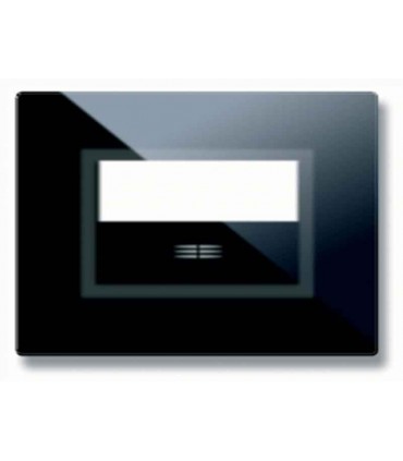 Abdeckrahmen Ave Touch glas 3 module, Für 1 modul, taste, schilder, farbe Schwarz hochglanz-finish 44PVT