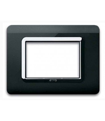 Ave Abdeckrahmen Technopolymer System 44 schwarz verchromter Rahmen 3 Module 44PY03NAL