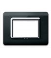 Ave Abdeckrahmen Technopolymer System 44 schwarz verchromter Rahmen 3 Module 44PY03NAL
