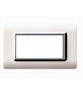 Abdeckrahmen Ave Technopolymer System 44 in Weiß, rahmen verchromt 4 module 44PY04BLC