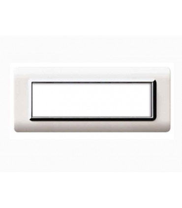 Abdeckrahmen Ave Technopolymer System 44 Weiß chromeinfassung 7 module 44PY07BLC