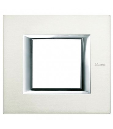 Bticino Axolute Platte 2 Module Gebürstetes Aluminium HA4802XC