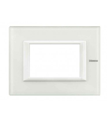 Bticino Axolute Platte 3 Module Glas Weiß HA4803VBB