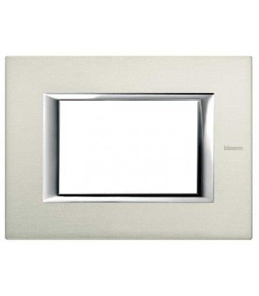 Bticino Axolute Platte 3 Module Gebürstetes Aluminium HA4803XC