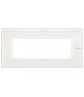 Bticino Axolute Platte 6 Module Glas Weiß HA4806VBB