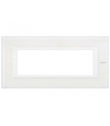 Bticino Axolute Platte 6 Module Glas Weiß HA4806VBB