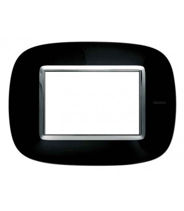 Bticino Axolute Platte 3 Module schwarz massiv HB4803NR