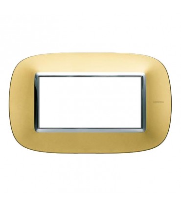 Bticino Axolute Platte 4 Plätze satiniert gold HB4804OSN