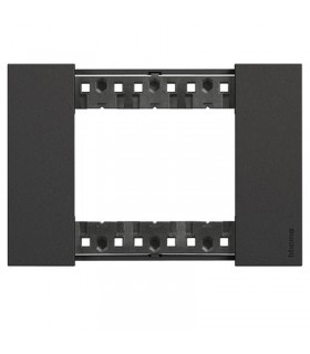 Bticino Living Now Platte, 3 Module, Farbe: Schwarz KA4803KG
