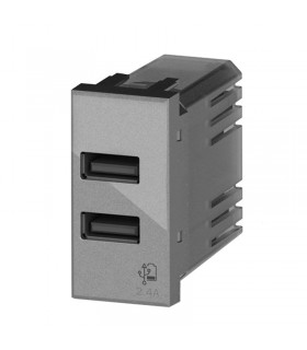 Doppel-USB-Buchse 4Box 2,4A für Bticino Axolute grau 4B.HC.USB.24