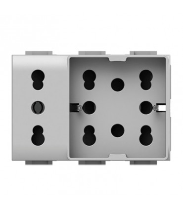 Universal zweipolig und schuko 10/16A 3 Module Side 4Box Einzelsteckdose für LivingLight Weiß 4B.N.H21.XL