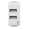 Doppel-USB-Steckdose 4Box 2,4A für Bticino Livinglight weiß 4B.N.USB.24