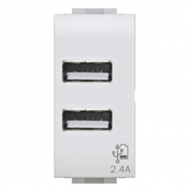 Doppel-USB-Steckdose 4Box 2,4A für Vimar Plana weiß 4B.V14.USB.24