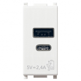 Vimar Plana USB A+C Stromversorgung 5V 2,4A 1 Modul Farbe Weiß 14292.AC