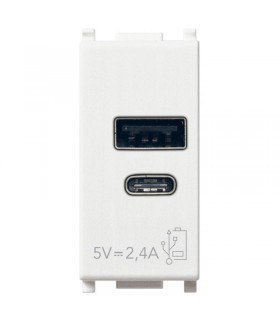 Vimar Plana USB A+C Stromversorgung 5V 2,4A 1 Modul Farbe Weiß 14292.AC