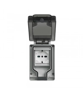 Vimar Wasserdichtes Gehäuse IP66 mit eingesetztem Stecker 2 Module + Buchse 14962.U