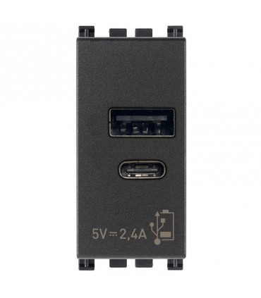 Netzgerät Vimar Arke USB A+C 5V 2,4A 1 Modul grau 19292.AC