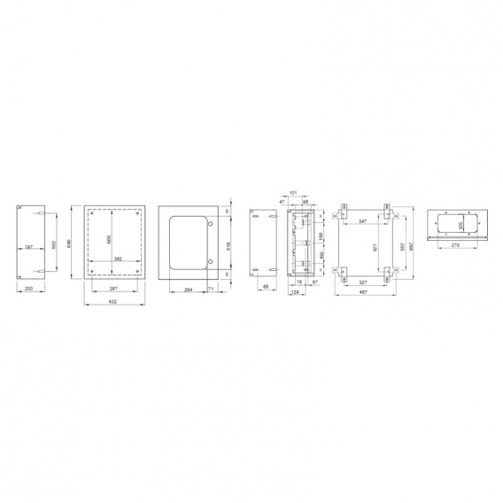 Metallschrank mit transparenter Tür 405x650x200 IP55 GW46234