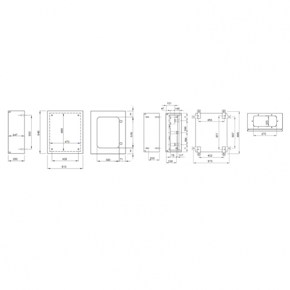 Metallschrank mit transparenter Tür 515x650x250 IP55 GW46235