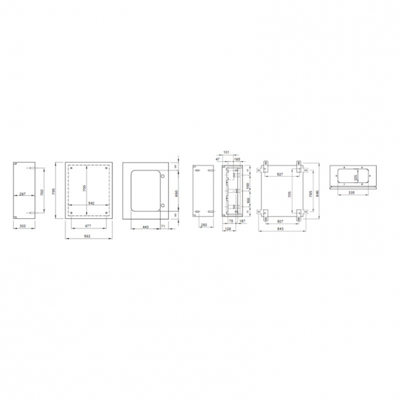 Metallschrank mit transparenter Tür 515x650x250 IP55 GW46236