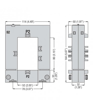 Lovato 250/5A öffenbarer Stromwandler für 50x80mm Stangen DM1TA0250