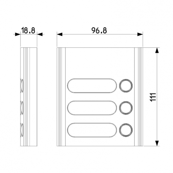 Elvox Modul Eingangstableau mit 3 Tasten, grau Targa 8000 Serie 8003