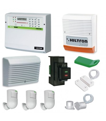 Hiltron Protec 8-Zonen-GSM-Alarm-Kit mit Sirene, Detektoren, Lesegeräten und Schlüsseln KPROTEC8GSM