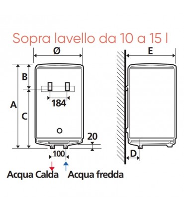 Elektrischer Warmwasserbereiter Atlantic Ego 15 Liter, Vertikal über den Waschbecken 821248
