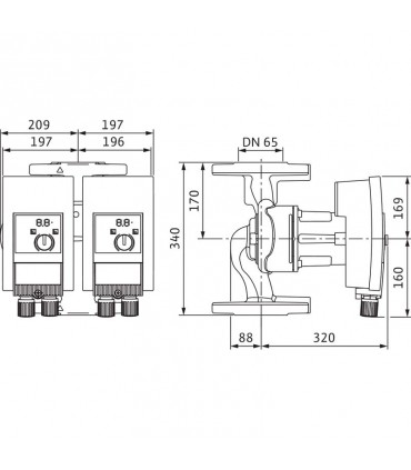 Doppel-Nassläufer-Thermostat Wilo Yonos MAXO-D 65 0,5-16 PN 6 10 2120671