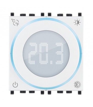Vimar 2-Modul-Drehthermostat mit Bildschirm Farbe Weiß 02970.B