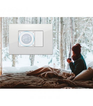 Vimar 2-Modul-Drehthermostat mit Bildschirm Farbe Weiß 02970.B