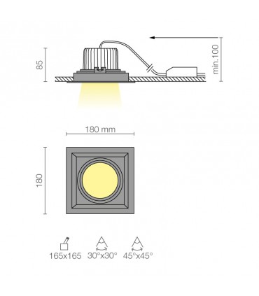 Biffi Luce Myra LED-Einbauleuchte 18W 3000K Weiß 5622.18.30.08
